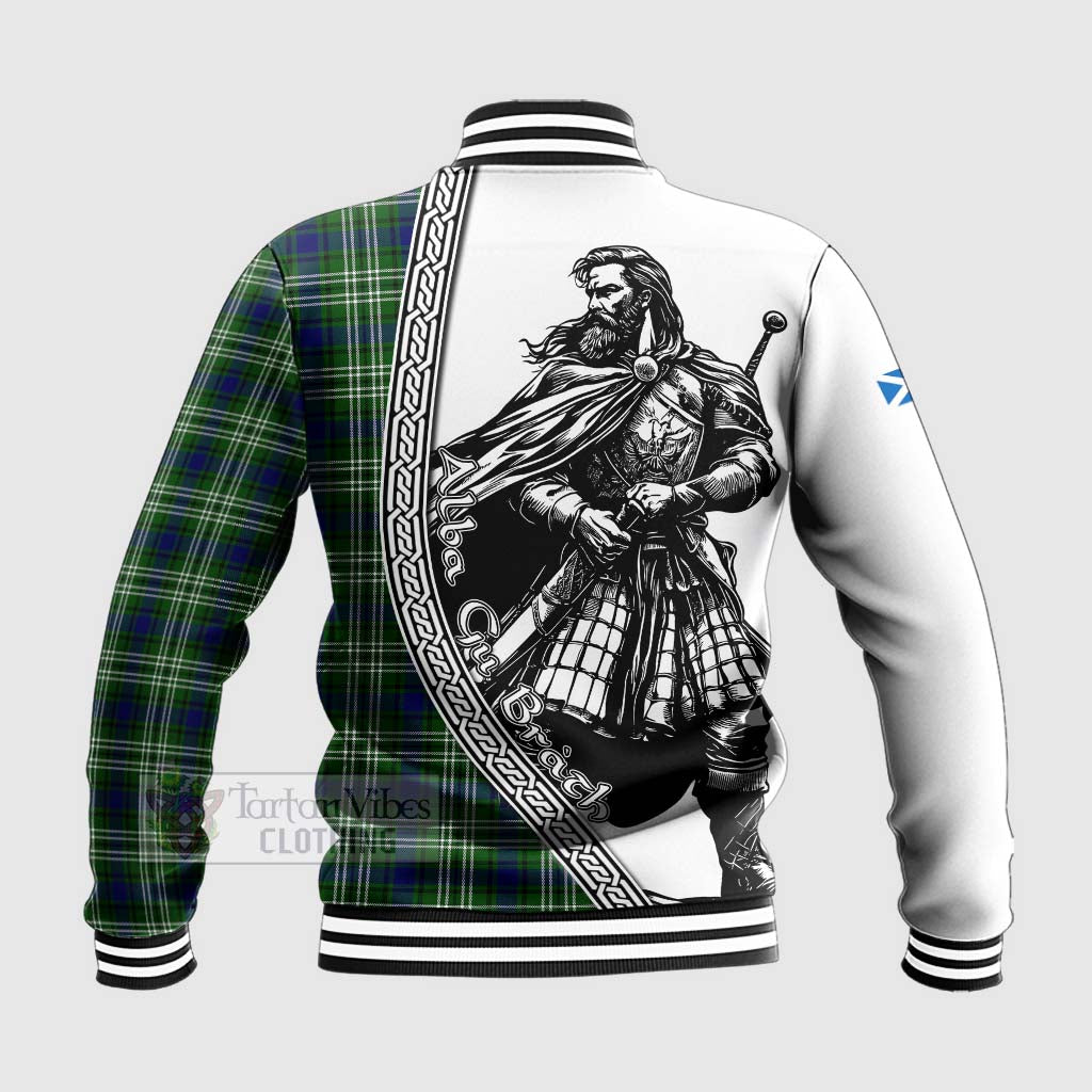 Haliburton Tartan Clan Crest Baseball Jacket with Highlander Warrior Celtic Style - Tartan Vibes Clothing