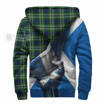 Haliburton Tartan Sherpa Hoodie with Family Crest Scotland Patriotic Style - Tartan Vibes Clothing