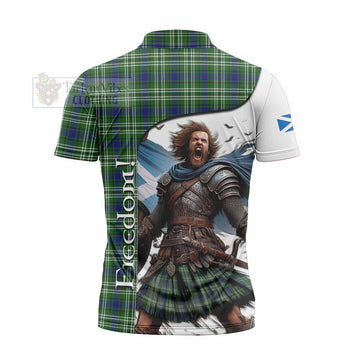 Haliburton Crest Tartan Zipper Polo Shirt Inspired by the Freedom of Scottish Warrior - Tartan Vibes Clothing