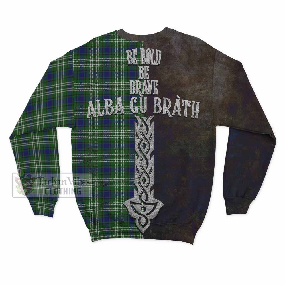 Tartan Vibes Clothing Haliburton Tartan Family Crest Sweatshirt Alba Gu Brath Be Brave Lion Ancient Style