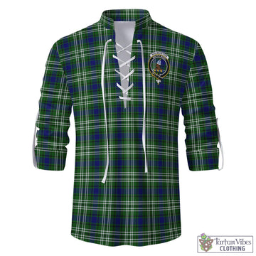 Haliburton Tartan Men's Scottish Traditional Jacobite Ghillie Kilt Shirt with Family Crest - Tartan Vibes Clothing