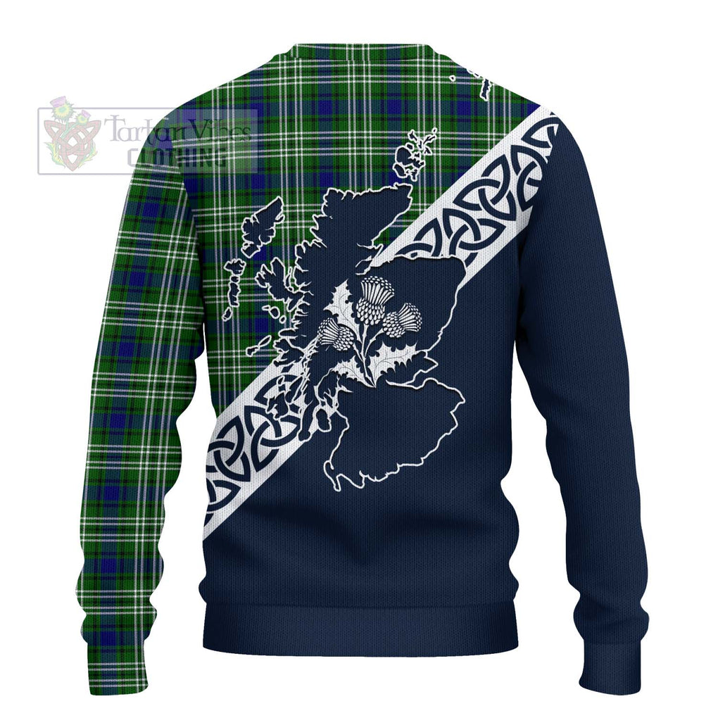 Haliburton Tartan Ugly Sweater Featuring Thistle and Scotland Map - Tartan Vibes Clothing