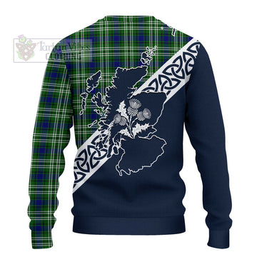 Haliburton Tartan Ugly Sweater Featuring Thistle and Scotland Map - Tartan Vibes Clothing