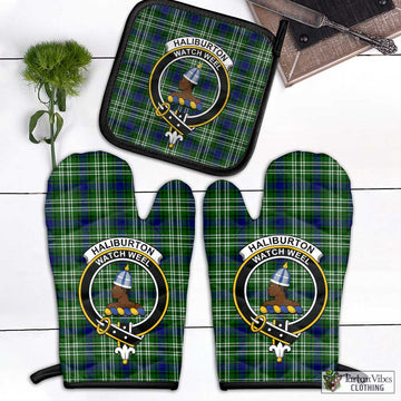 Haliburton Tartan Combo Oven Mitt & Pot-Holder with Family Crest - Tartan Vibes Clothing