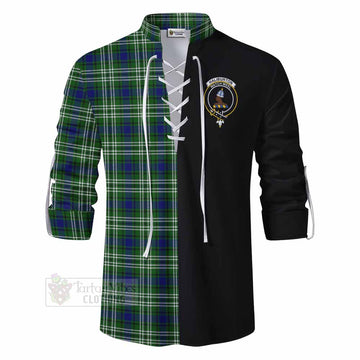 Haliburton Tartan Ghillie Kilt Shirt with Family Crest and Half Of Me Style - Tartan Vibes Clothing