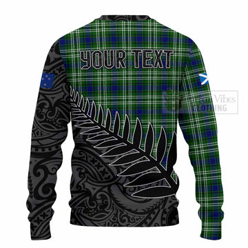 Tartan Vibes Clothing Haliburton Crest Tartan Knitted Sweater with New Zealand Silver Fern Half Style