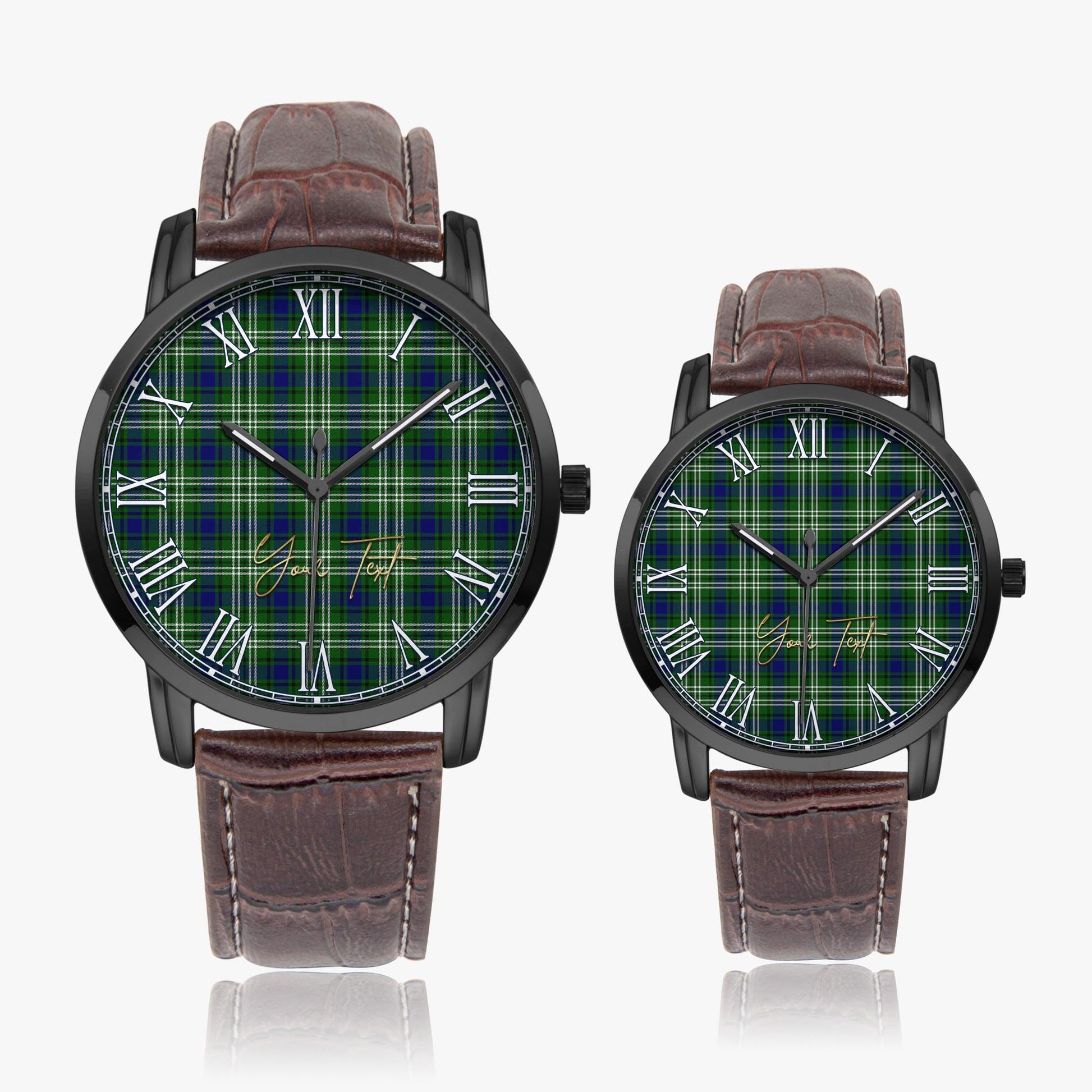Haliburton Tartan Personalized Your Text Leather Trap Quartz Watch - Tartan Vibes Clothing