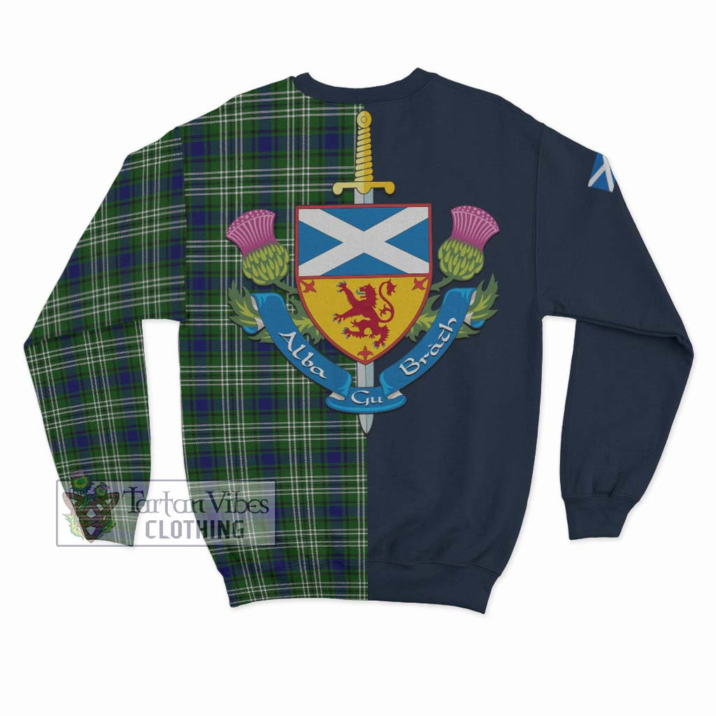 Haliburton Tartan Sweatshirt Alba with Scottish Lion Royal Arm Half Style - Tartan Vibes Clothing