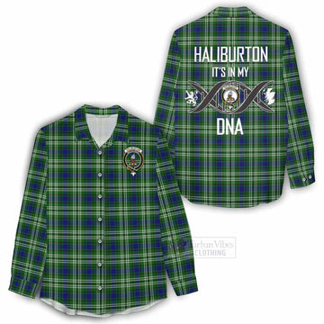 Haliburton Tartan Women's Casual Shirt with Family Crest DNA In Me Style - Tartan Vibes Clothing