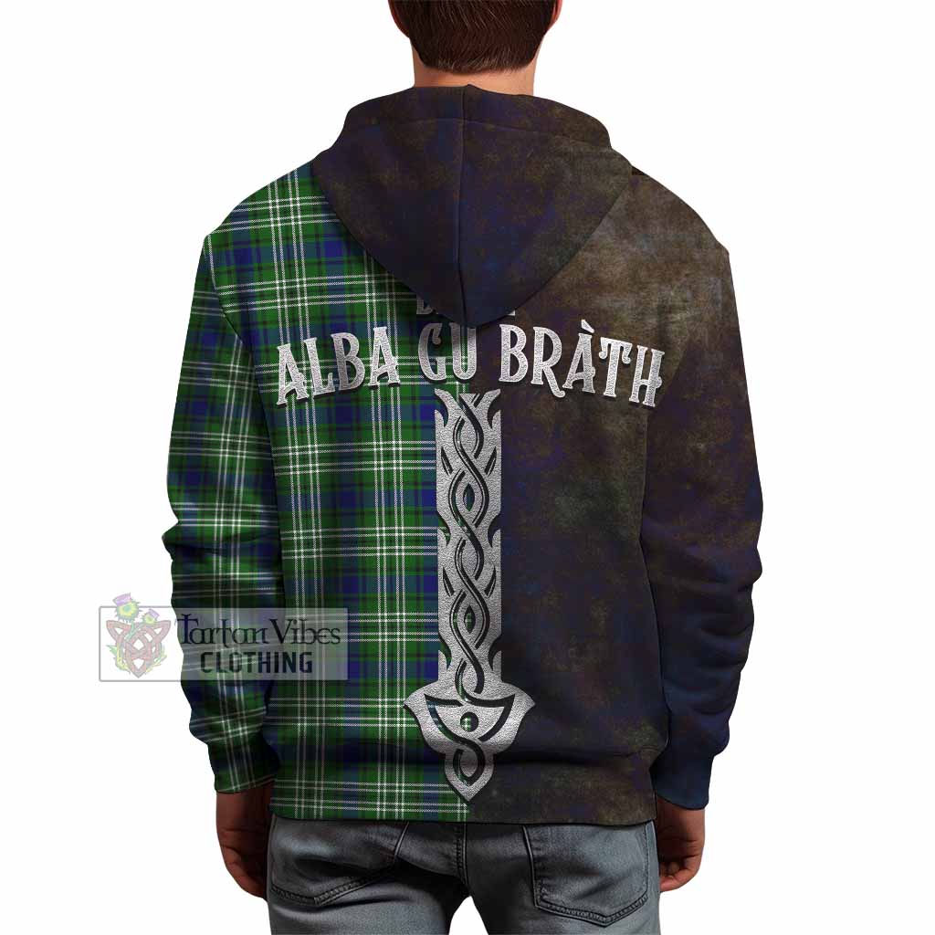 Tartan Vibes Clothing Haliburton Tartan Family Crest Hoodie Alba Gu Brath Be Brave Lion Ancient Style