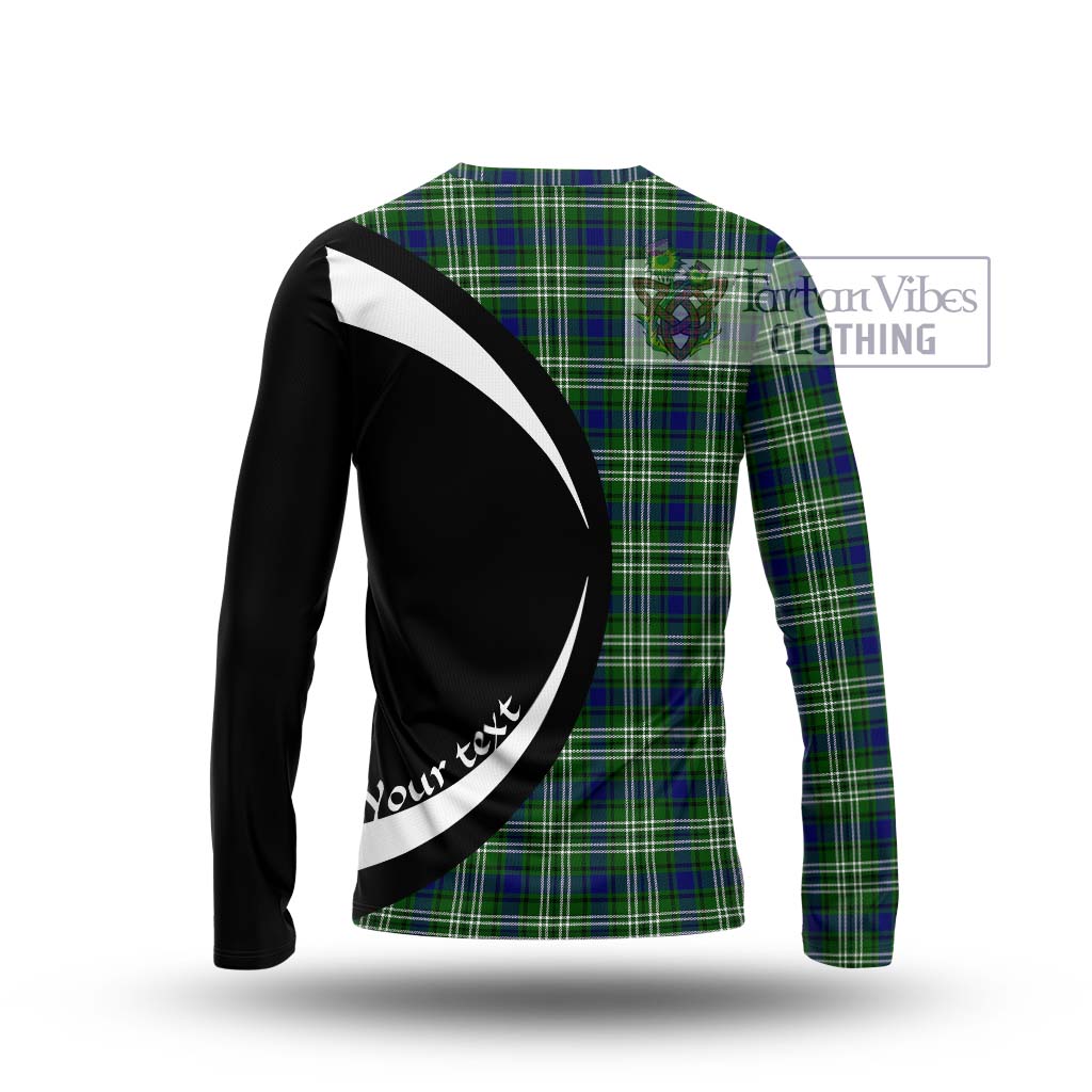 Haliburton Tartan Long Sleeve T-Shirt with Family Crest Circle Style - Tartan Vibes Clothing