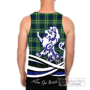 Haliburton Tartan Men's Tank Top with Alba Gu Brath Regal Lion Emblem - Tartan Vibes Clothing