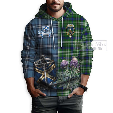 Haliburton Tartan Hoodie Happy St. Andrew's Day Half Tartan Style - Tartan Vibes Clothing