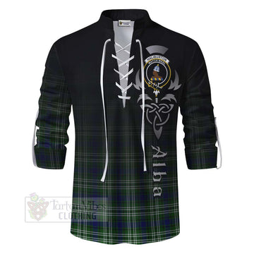 Haliburton Tartan Ghillie Kilt Shirt Featuring Alba Gu Brath Family Crest Celtic Inspired - Tartan Vibes Clothing
