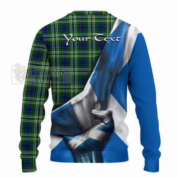 Haliburton Tartan Knitted Sweater with Family Crest Scotland Patriotic Style - Tartan Vibes Clothing
