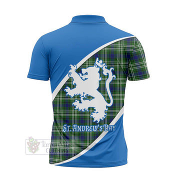 Haliburton Family Crest Tartan Zipper Polo Shirt Celebrate Saint Andrew's Day in Style - Tartan Vibes Clothing