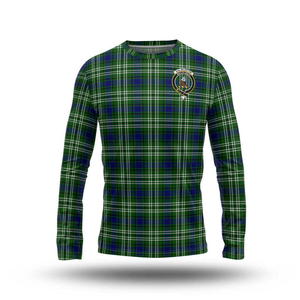Haliburton Tartan Long Sleeve T-Shirt with Family Crest - Tartan Vibes Clothing