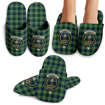 Haliburton Tartan Home Slippers with Family Crest - Tartan Vibes Clothing