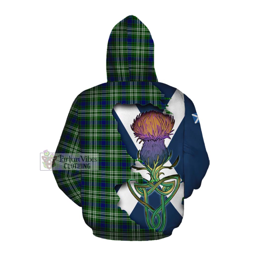 Haliburton Tartan Family Crest Cotton Hoodie Scottish Thistle Celtic Inspired Pullover Hoodie - Tartan Vibes Clothing