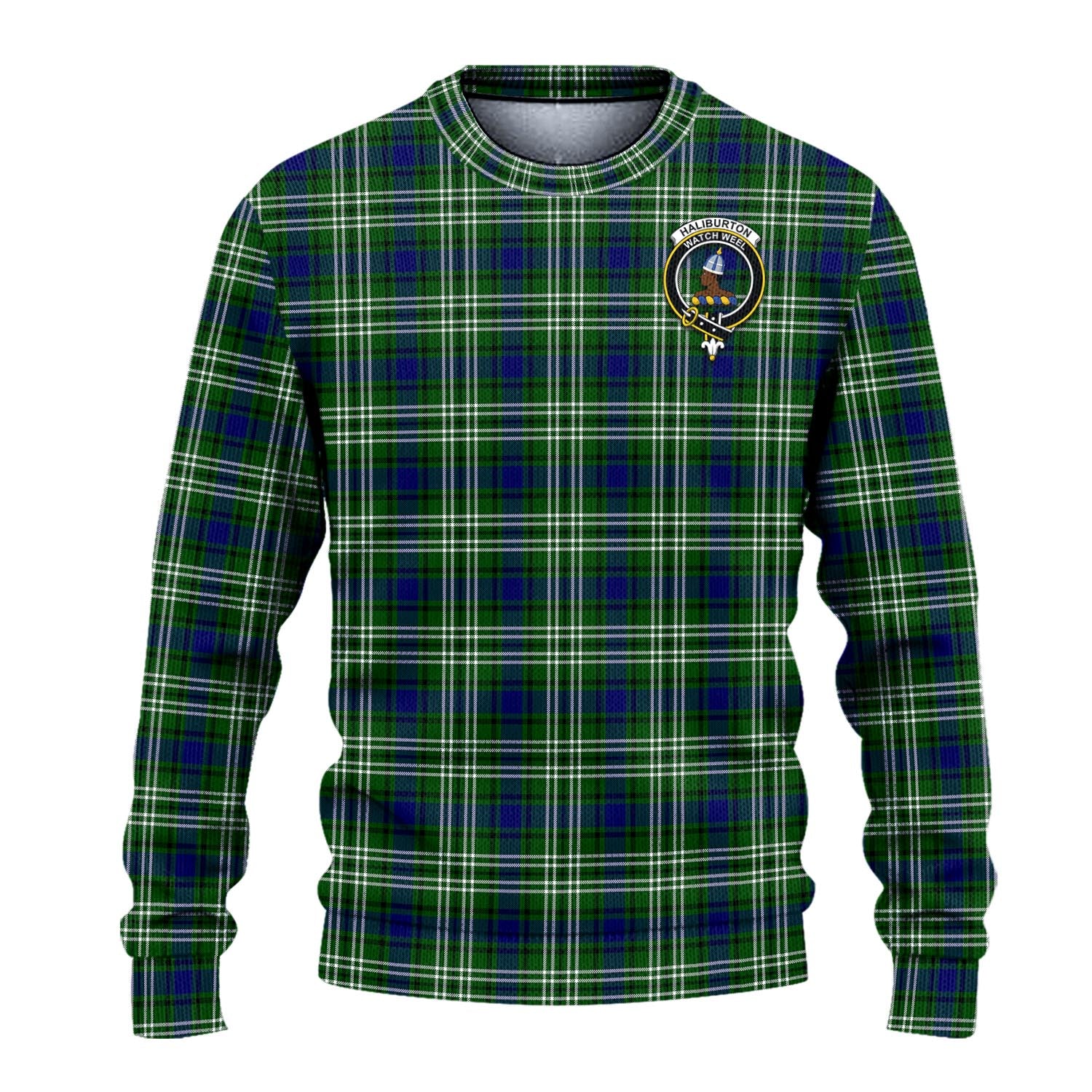 Haliburton Tartan Ugly Sweater with Family Crest - Tartan Vibes Clothing