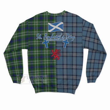 Haliburton Tartan Sweatshirt Happy St. Andrew's Day Half Tartan Style - Tartan Vibes Clothing