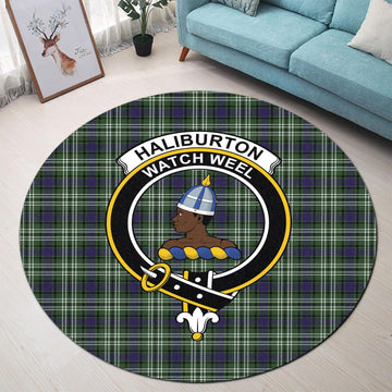 Haliburton Tartan Round Rug with Family Crest - Tartan Vibes Clothing