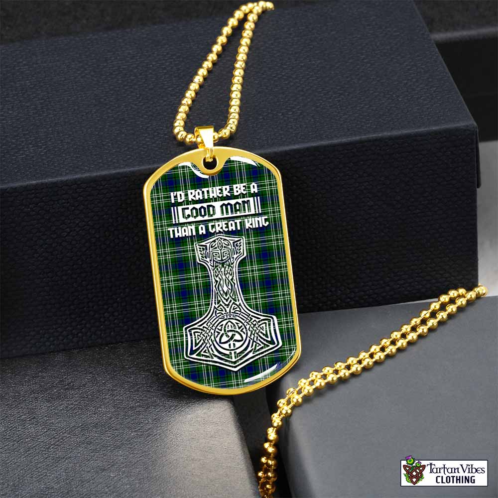 Haliburton Tartan Dog Tag Necklace Viking Mjolnir Style Gold No - Tartan Vibes Clothing