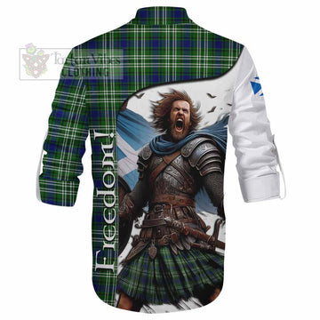 Haliburton Crest Tartan Ghillie Kilt Shirt Inspired by the Freedom of Scottish Warrior - Tartan Vibes Clothing