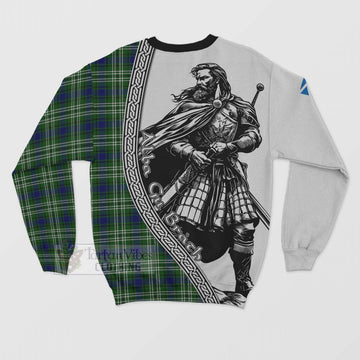 Haliburton Tartan Clan Crest Sweatshirt with Highlander Warrior Celtic Style - Tartan Vibes Clothing