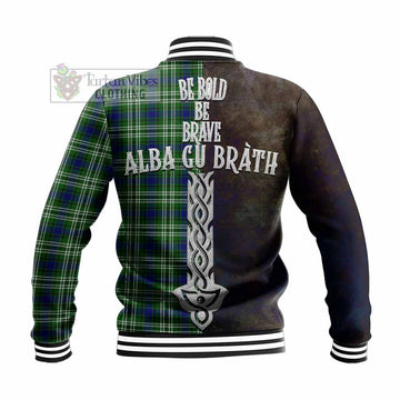 Haliburton Tartan Family Crest Baseball Jacket Alba Gu Brath Be Brave Lion Ancient Style
