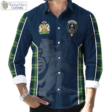 Haliburton Tartan Long Sleeve Button Up Shirt with Family Crest and Lion Rampant Vibes Sport Style - Tartan Vibes Clothing