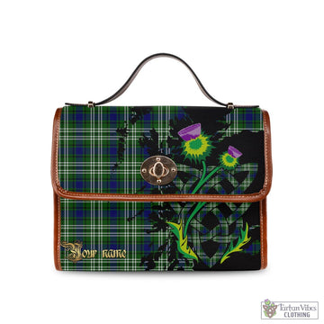 Haliburton Tartan Waterproof Canvas Bag with Scotland Map and Thistle Celtic Accents