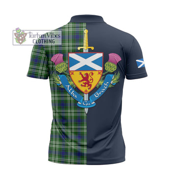 Haliburton Tartan Zipper Polo Shirt Alba with Scottish Lion Royal Arm Half Style - Tartan Vibes Clothing
