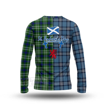 Haliburton Tartan Long Sleeve T-Shirt Happy St. Andrew's Day Half Tartan Style - Tartan Vibes Clothing