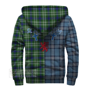 Haliburton Tartan Sherpa Hoodie Happy St. Andrew's Day Half Tartan Style - Tartan Vibes Clothing