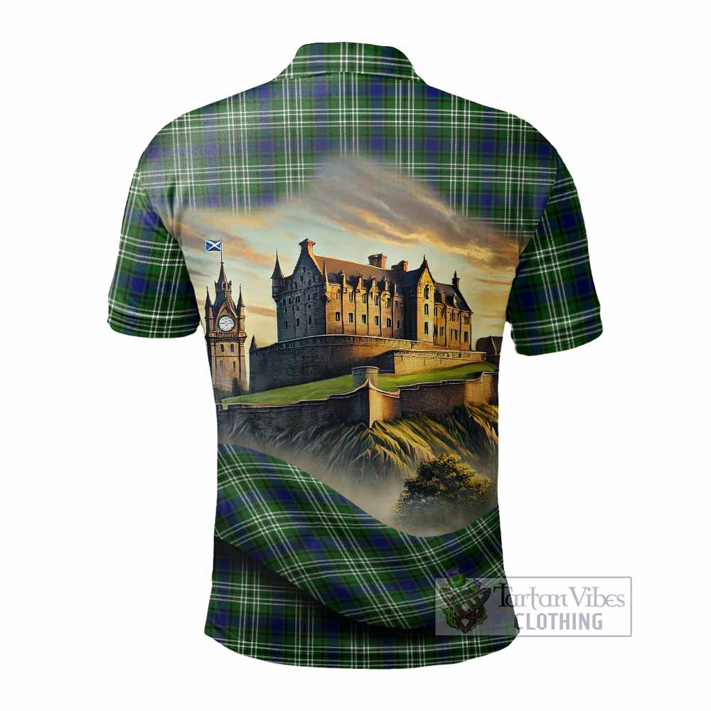 Haliburton Tartan Family Crest Polo Shirt with Scottish Ancient Castle Style - Tartan Vibes Clothing