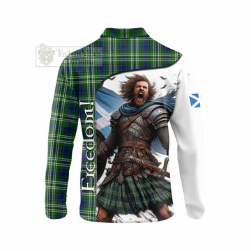 Haliburton Crest Tartan Long Sleeve Polo Shirt Inspired by the Freedom of Scottish Warrior - Tartan Vibes Clothing