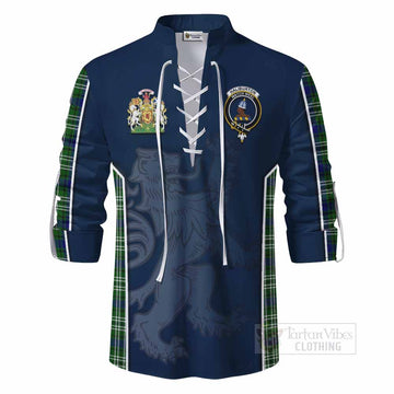 Haliburton Tartan Ghillie Kilt Shirt with Family Crest and Lion Rampant Vibes Sport Style - Tartan Vibes Clothing