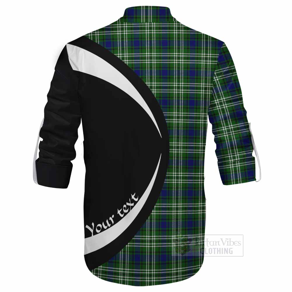 Haliburton Tartan Ghillie Kilt Shirt with Family Crest Circle Style - Tartan Vibes Clothing