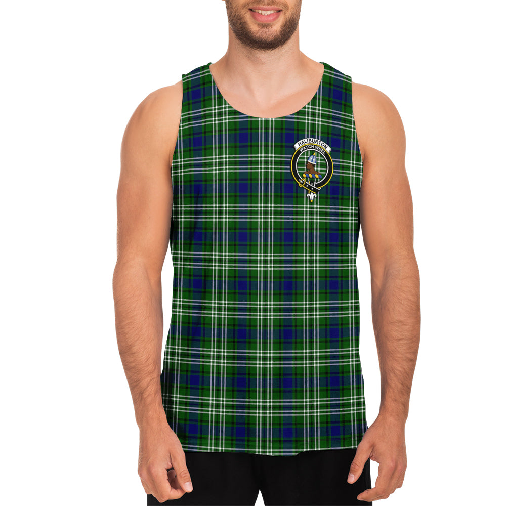 Haliburton Tartan Mens Tank Top with Family Crest - Tartan Vibes Clothing