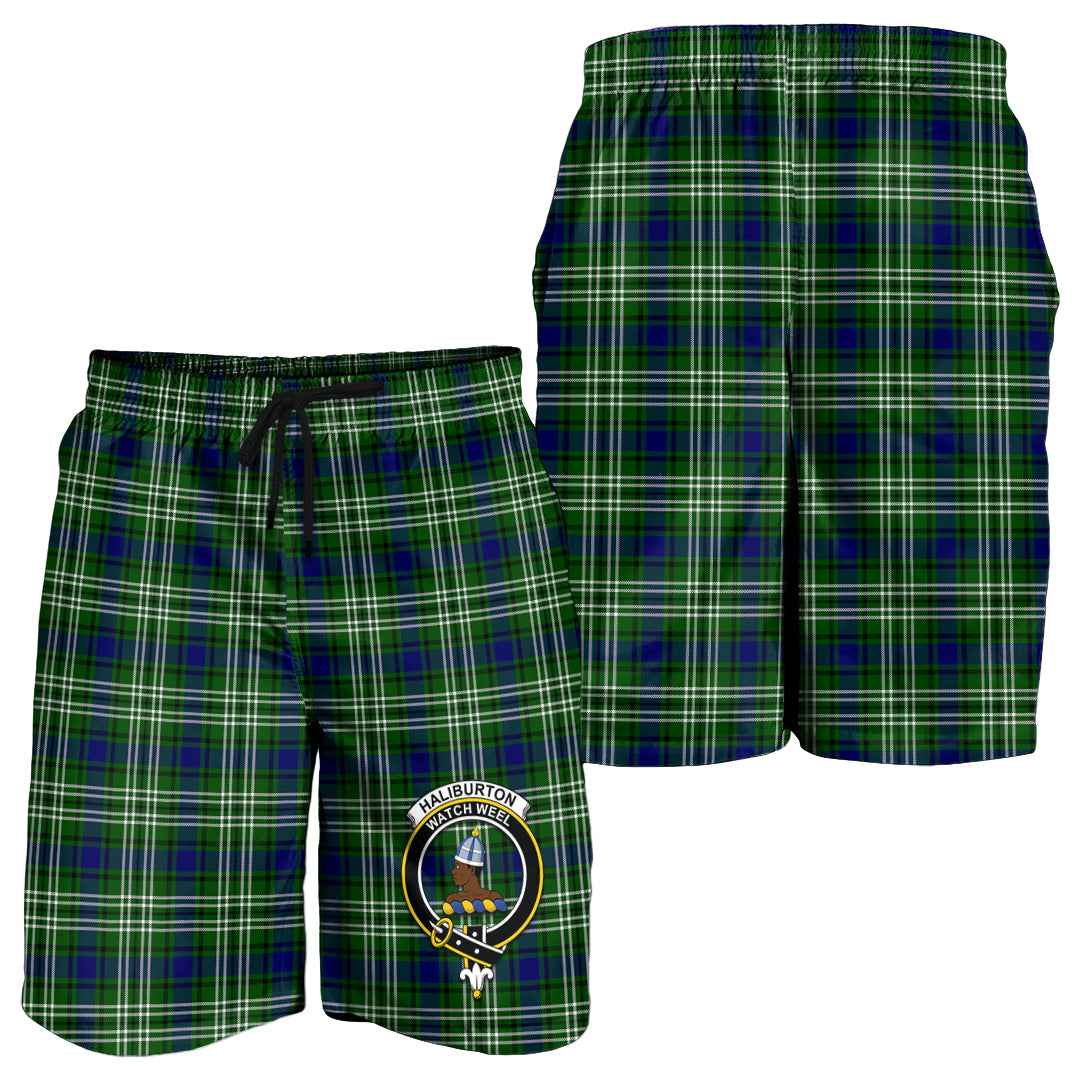 Haliburton Tartan Mens Shorts with Family Crest - Tartan Vibes Clothing