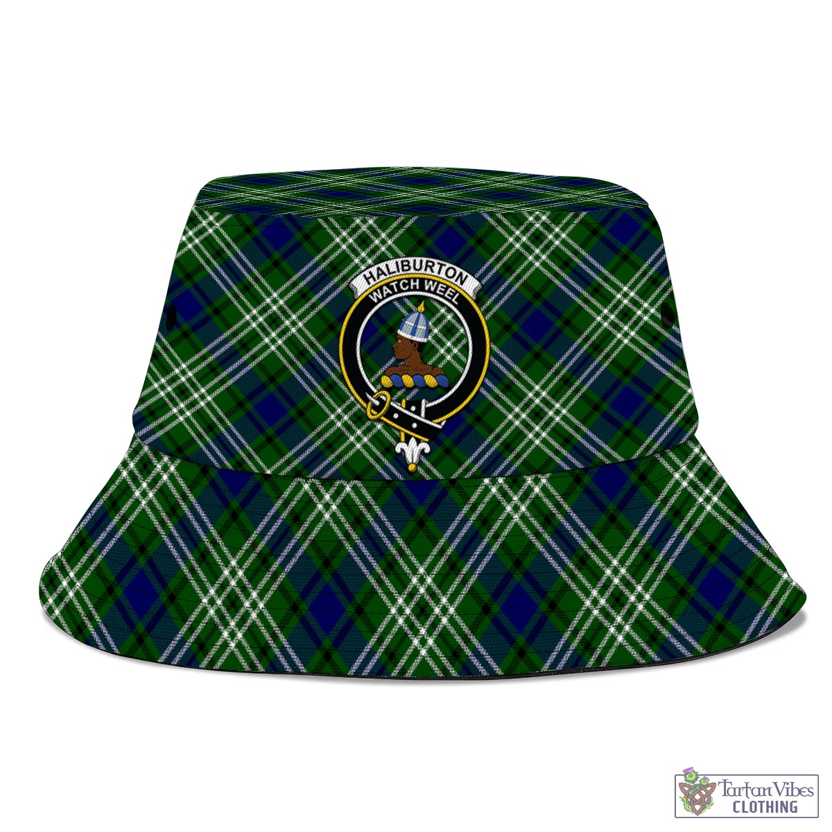 Haliburton Tartan Bucket Hat with Family Crest - Tartan Vibes Clothing