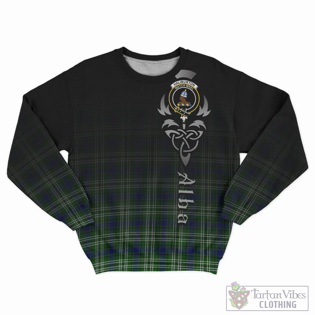 Haliburton Tartan Sweatshirt Featuring Alba Gu Brath Family Crest Celtic Inspired - Tartan Vibes Clothing