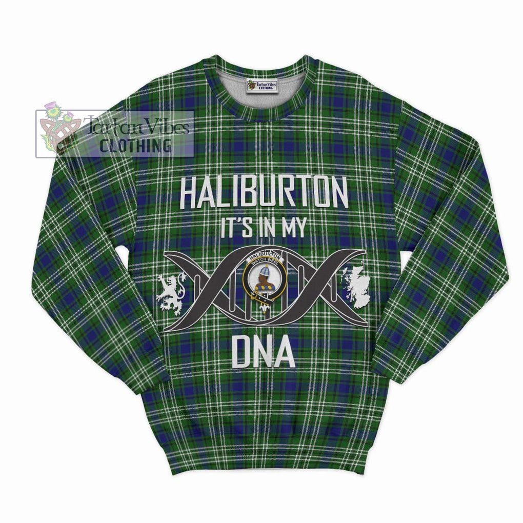 Haliburton Tartan Sweatshirt with Family Crest DNA In Me Style - Tartan Vibes Clothing