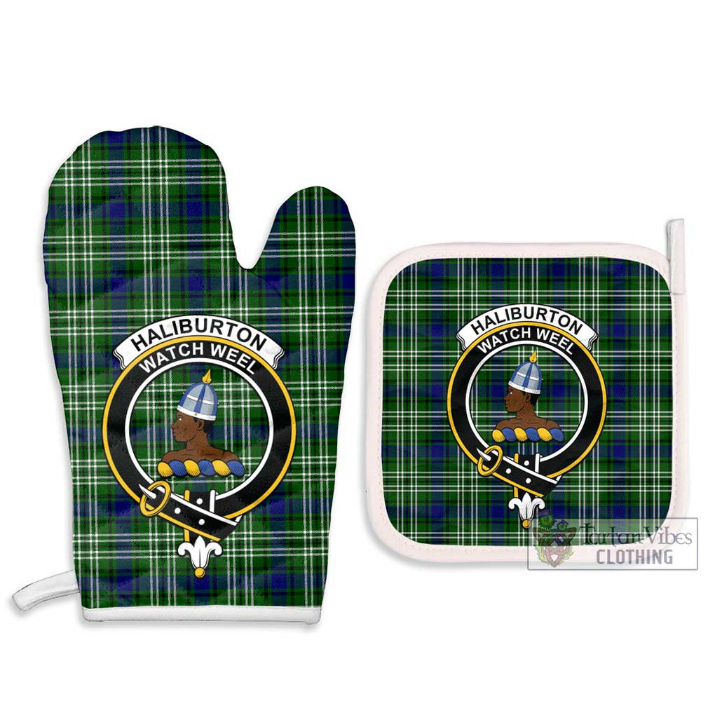 Haliburton Tartan Combo Oven Mitt & Pot-Holder with Family Crest - Tartan Vibes Clothing