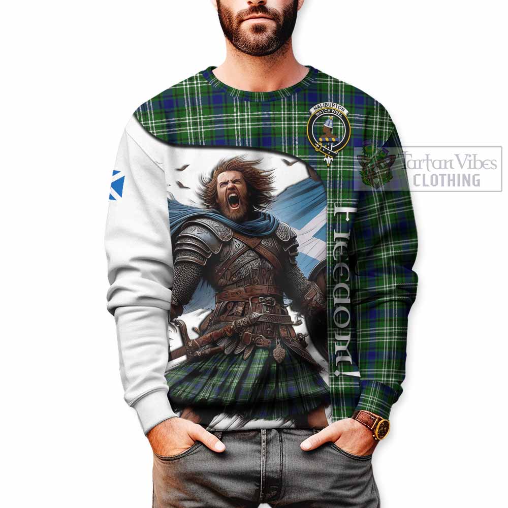 Haliburton Crest Tartan Sweatshirt Inspired by the Freedom of Scottish Warrior - Tartan Vibes Clothing
