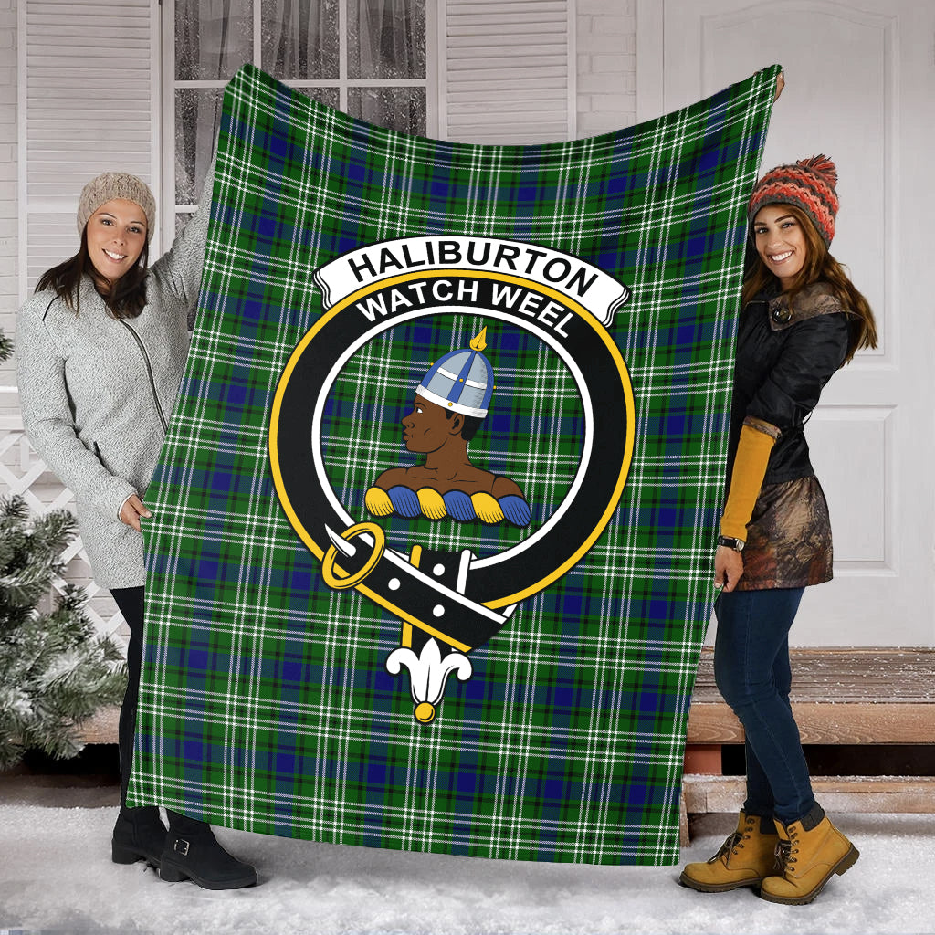 Haliburton Tartan Blanket with Family Crest - Tartan Vibes Clothing
