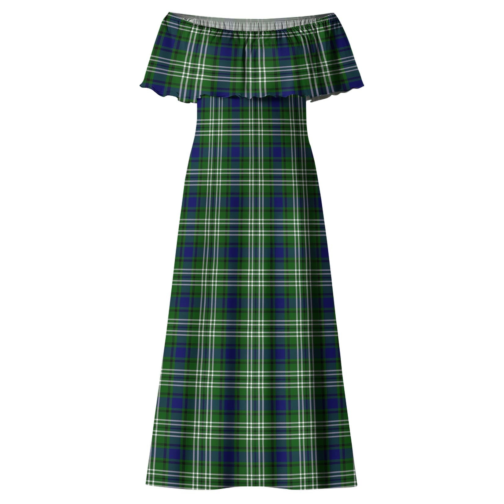 Haliburton Tartan Off Shoulder Long Dress - Tartan Vibes Clothing