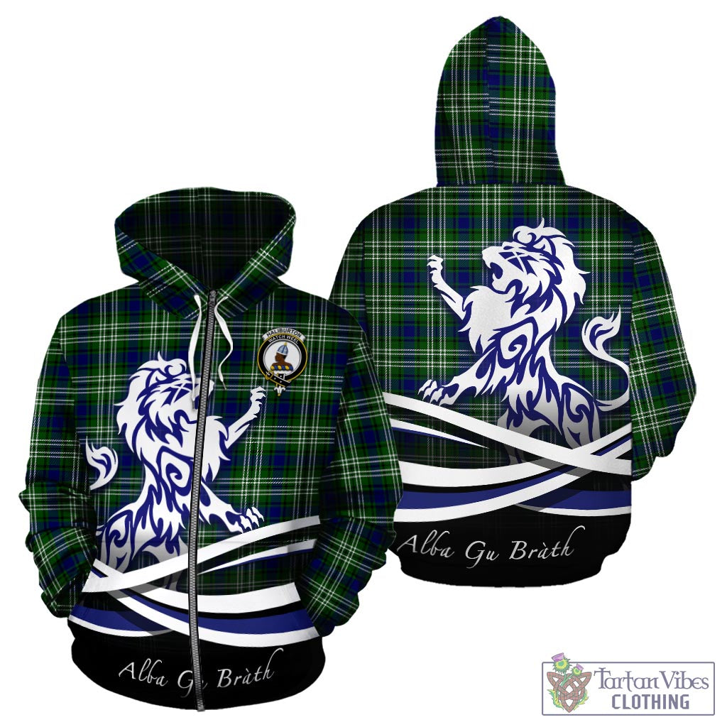 Haliburton Tartan Hoodie with Alba Gu Brath Regal Lion Emblem - Tartan Vibes Clothing