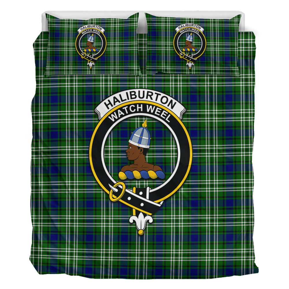 Haliburton Tartan Bedding Set with Family Crest - Tartan Vibes Clothing